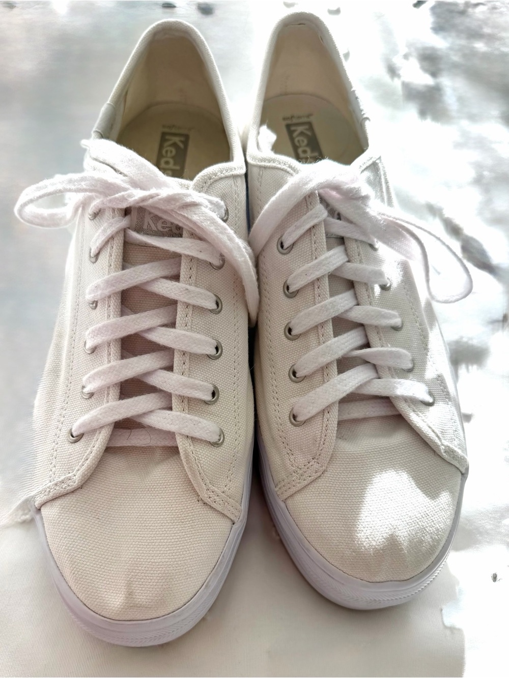 Keds Women's Off-White Canvas Lace-Up Sneakers